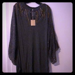 NWT**$495 Haute Hippie Gray Beaded Dress